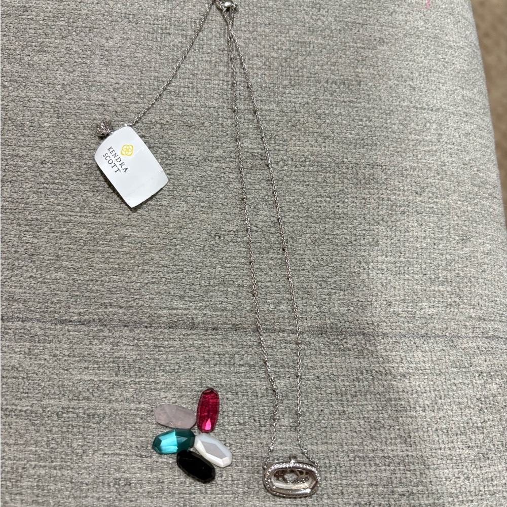 NWT Kendra Scott Silver Necklace with Multicolor Charms